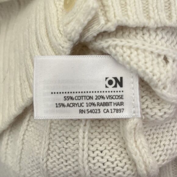 Old Navy Y2K Cable Knit Cardigan Sweater Size L Beige Preppy Old Money Normcore - Picture 8 of 10